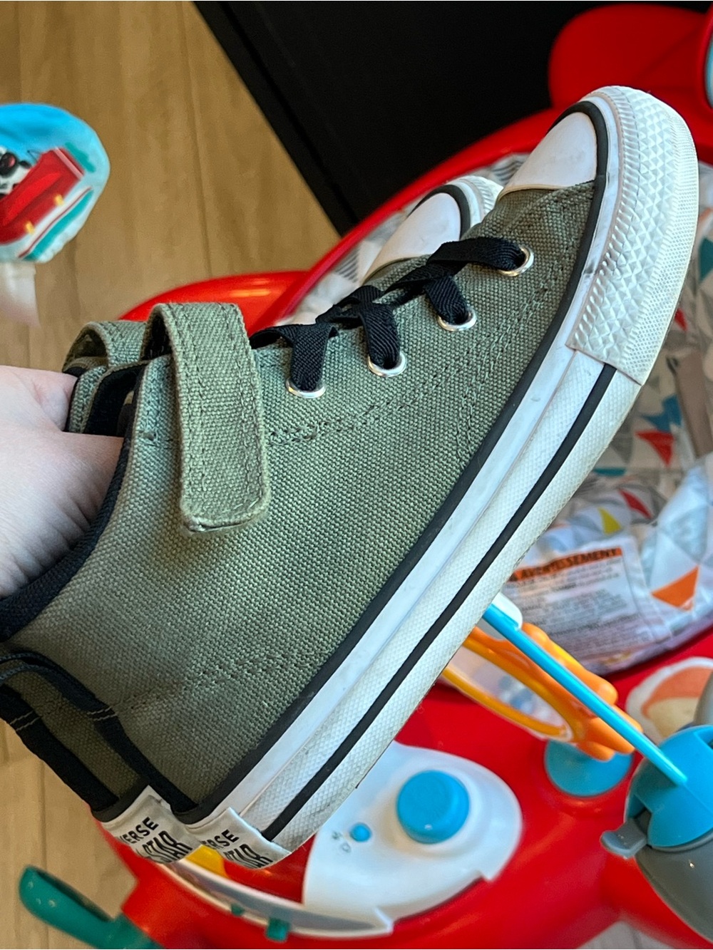 Converse Kids Olive Green Canvas Sneakers with Black Laces